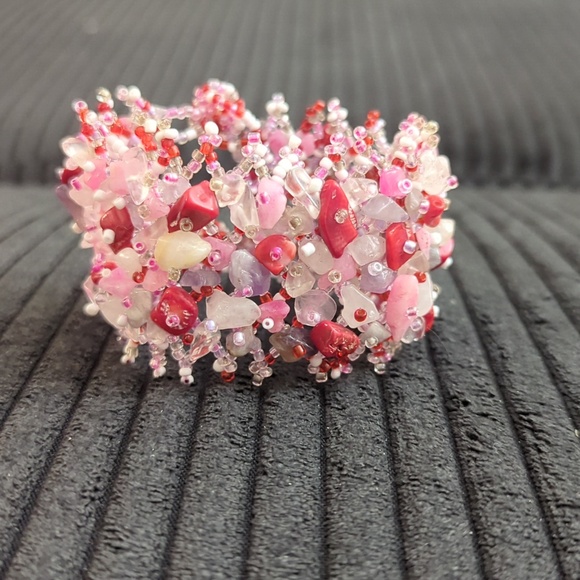 Pink Koala Genuine Leather Coin Pouch with Beaded Stone Chips Bracelet - Picture 4 of 7